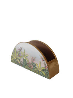 EXPRESSION GIFTING - White & Green Wooden Tissue Holder