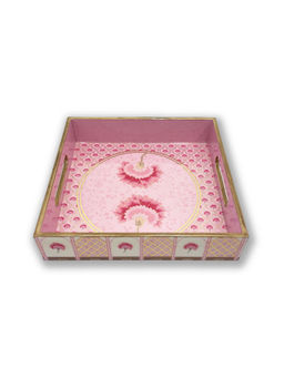 EXPRESSION GIFTING - Pink Wooden Square Tray Set Of 2