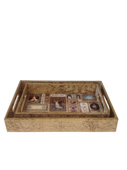 EXPRESSION GIFTING - Multi-Color Wooden Rectangular Tray Set Of 2