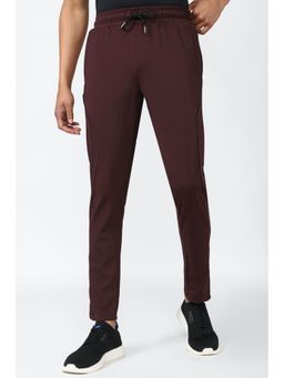 Van Heusen - Men Maroon Solid Slim Fit Casual Track Pants