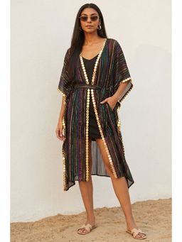 First Resort by Ramola Bachchan - Black Lurex Short Cover-up (set Of 2)