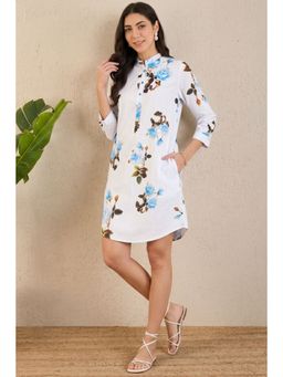 First Resort by Ramola Bachchan - Light Blue Floral Shirt Dress