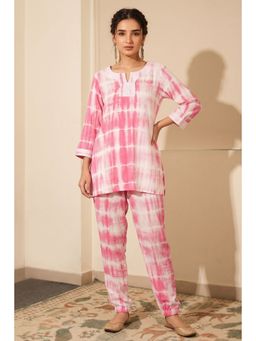 First Resort by Ramola Bachchan - Pink And White Tie-dye Lounge (set Of 2)
