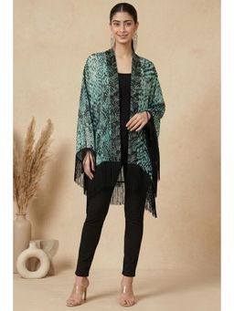 First Resort by Ramola Bachchan - Green Animal Print Cape