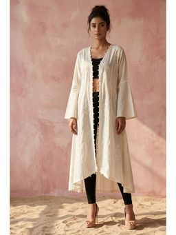 First Resort by Ramola Bachchan - Off-white Embellished Coat Shrug