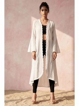 First Resort by Ramola Bachchan - Grey Embellished Coat Shrug