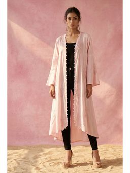 First Resort by Ramola Bachchan - Pastel Pink Embellished Coat Shrug