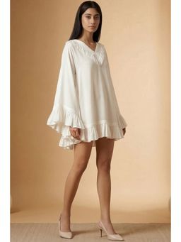 First Resort by Ramola Bachchan - White Ruffle Short Dress