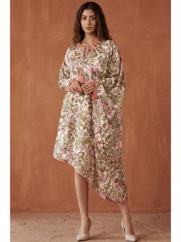 First Resort by Ramola Bachchan - Green One Sleeve Floral Print Dress