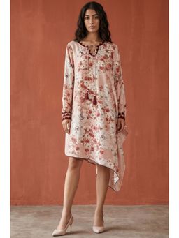 First Resort by Ramola Bachchan - Pink One Sleeve Floral Print Dress