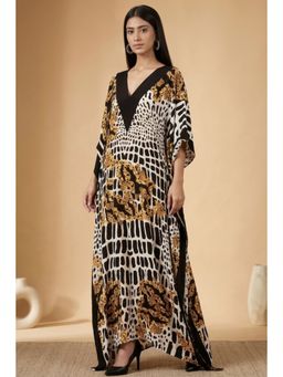 First Resort by Ramola Bachchan - Yellow Baroque Full Length Kaftan