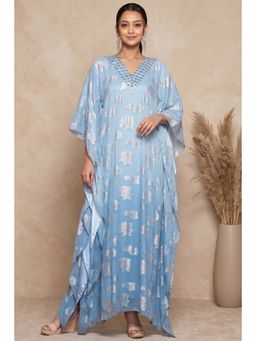 First Resort by Ramola Bachchan - Blue And Grey Ombre Full Length Kaftan