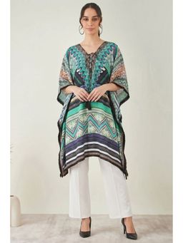 First Resort by Ramola Bachchan - Green Geometric Kaftan Tunic