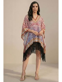 First Resort by Ramola Bachchan - Burnt Orange And Brown Animal Print Kaftan Tunic