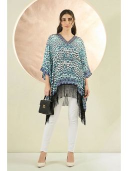 First Resort by Ramola Bachchan - Sky Blue Animal Print Kaftan Tunic