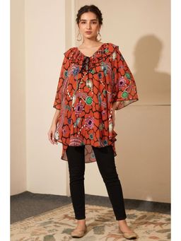 First Resort by Ramola Bachchan - Orange Jewel Print Top