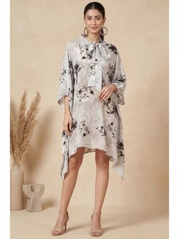First Resort by Ramola Bachchan - Grey And Black Floral Top