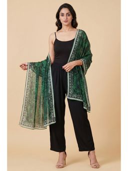 First Resort by Ramola Bachchan - Dark Green Python Print Stole
