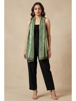First Resort by Ramola Bachchan - Green Python Print Stole