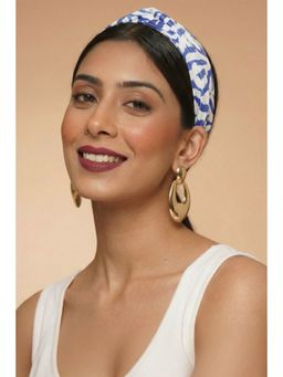 First Resort by Ramola Bachchan - White And Navy Blue Zebra Print Headband