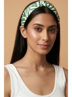 First Resort by Ramola Bachchan - White And Green Zebra Print Headband