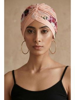 First Resort by Ramola Bachchan - Pink Floral Print Turban