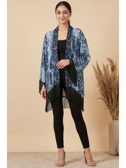 First Resort by Ramola Bachchan - Blue Animal Print Kimono