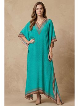 First Resort by Ramola Bachchan - Turquoise Pearl Full Length Kaftan