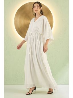 First Resort by Ramola Bachchan - Ivory Lurex Full Length Kaftan