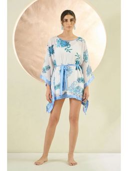 First Resort by Ramola Bachchan - White Floral Kaftan Tunic