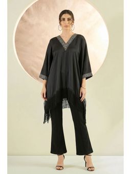 First Resort by Ramola Bachchan - Black Embellished Kaftan Tunic