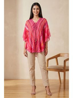 First Resort by Ramola Bachchan - Pink Embellished Floral Kaftan Tunic