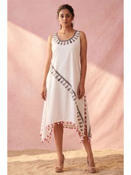 First Resort by Ramola Bachchan - White A-line Tassel Dress