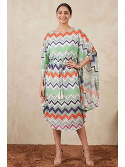 First Resort by Ramola Bachchan - Blue And Orange Chevron Long Dress (Set of 2)