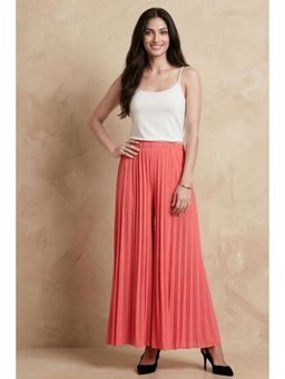 First Resort by Ramola Bachchan - Fuchsia Coral Wide Leg Pleated Palazzo