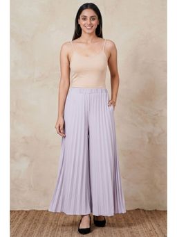 First Resort by Ramola Bachchan - Lavender Wide Leg Pleated Palazzo