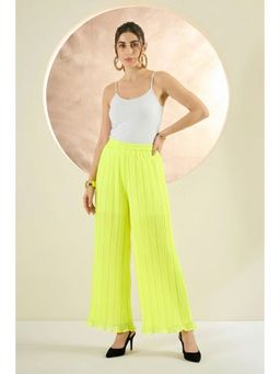 First Resort by Ramola Bachchan - Neon Yellow Pleated Palazzo