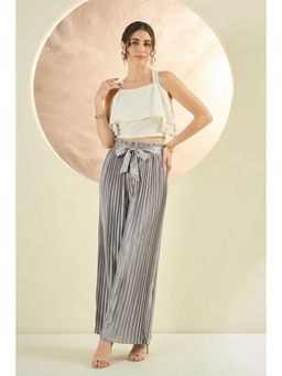 First Resort by Ramola Bachchan - Charcoal Grey Pleated Palazzo