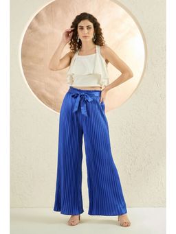 First Resort by Ramola Bachchan - Cobalt Blue Pleated Palazzo