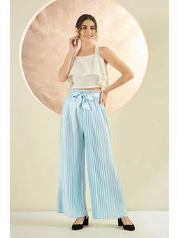 First Resort by Ramola Bachchan - Light Blue Pleated Palazzo