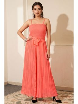 First Resort by Ramola Bachchan - Neon Coral Camisole And Pleated Palazzo (Set of 2)