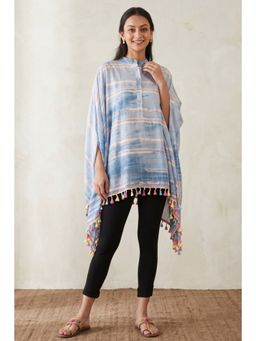 First Resort by Ramola Bachchan - Blue Tie-dye Blouson Top