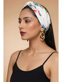 First Resort by Ramola Bachchan - White And Blue Floral Print Headband