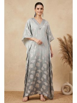First Resort by Ramola Bachchan - Grey Ombre Full Length Kaftan