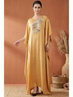 First Resort by Ramola Bachchan - Dandelion Embroidered Full Length Kaftan