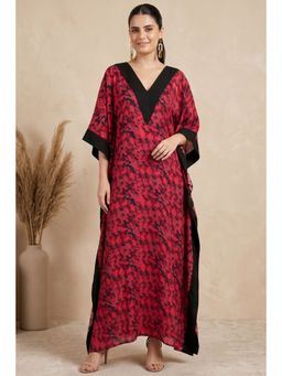 First Resort by Ramola Bachchan - Red Camouflage Full Length Kaftan