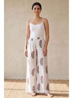 First Resort by Ramola Bachchan - White Floral Pants