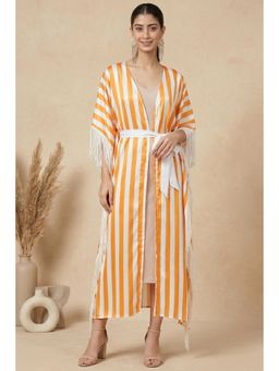 First Resort by Ramola Bachchan - Orange Full Length Cover-up (Set of 2)