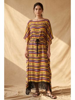 First Resort by Ramola Bachchan - Yellow Aztec Poncho Dress (Set of 2)