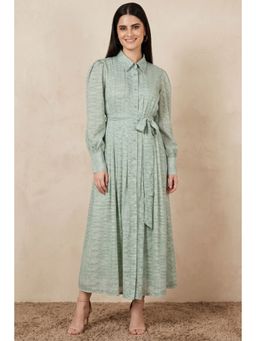First Resort by Ramola Bachchan - Green And White Chevron Maxi Dress (Set of 2)